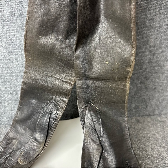 Vintage Henri Bendel long leather gloves black washable made in France sz 6 3/4 - Picture 4 of 11